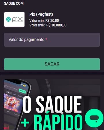 Print da área de saque da RealsBet