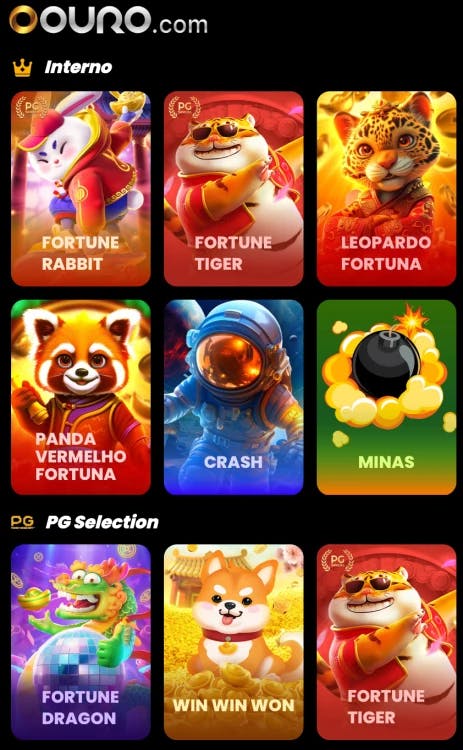 Os jogos mais populares na oouro.com cassino:fortune rabbit, fortune tiger, leopardo fortuna, panda vermelho fortuna, crash, minas, fortune dragon, win win won, fortune tiger. 